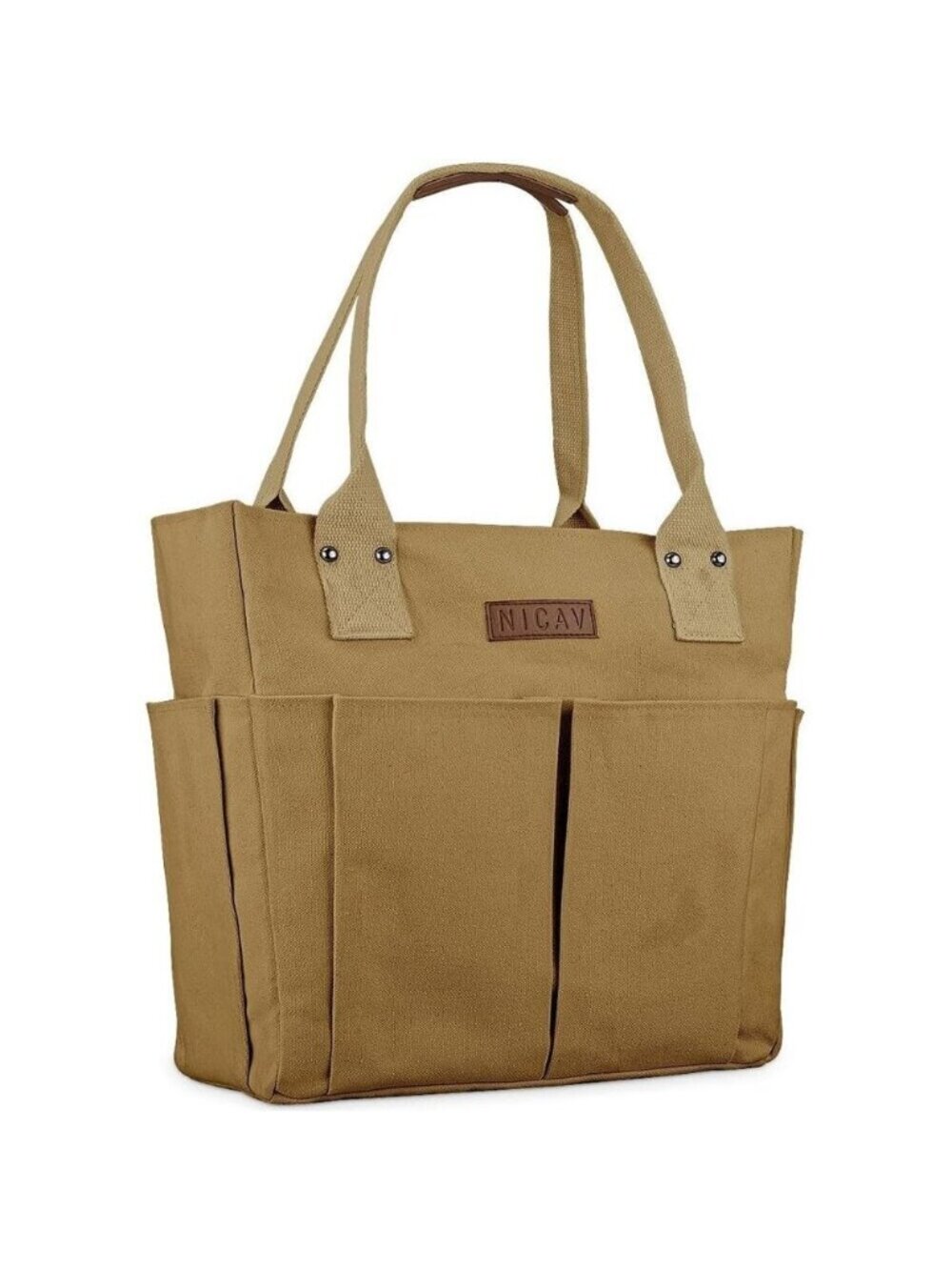 Women's Brown Tote Bags Large Utility Bags with Pockets Zip for Teacher Work